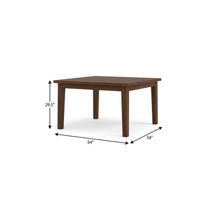 54" Walnut Wood Frame Base Square Dining Table