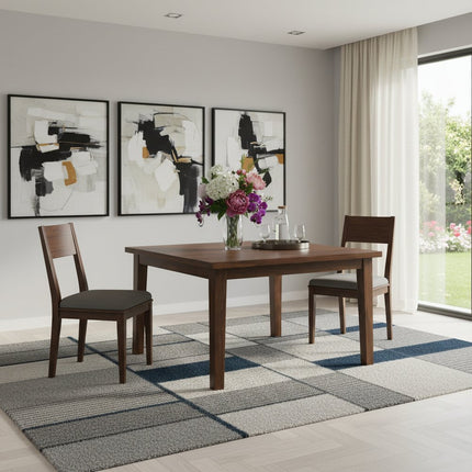 54" Walnut Wood Frame Base Square Dining Table