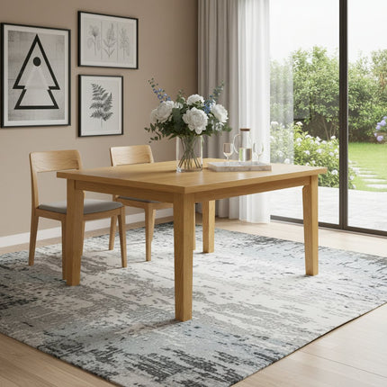 54" Oak Wood Frame Base Square Dining Table