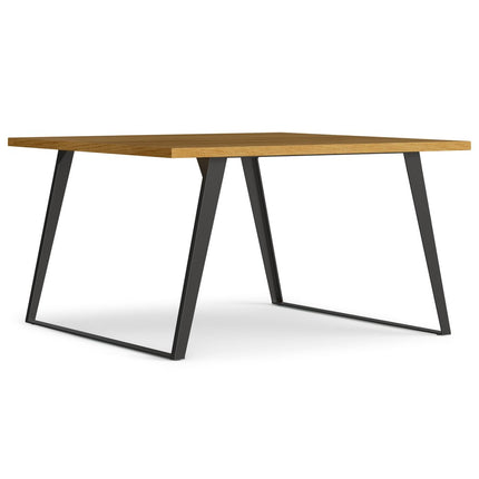 54" Oak and Gray Wood and Iron Frame Base Square Dining Table