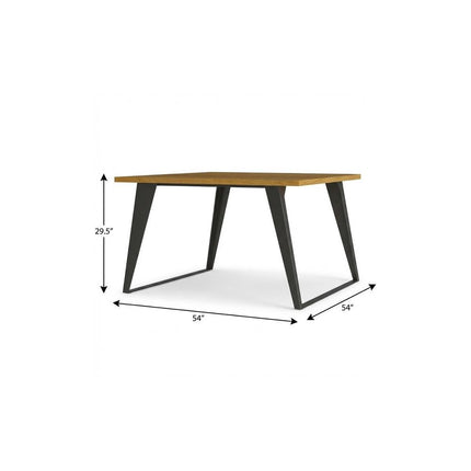 54" Oak and Gray Wood and Iron Frame Base Square Dining Table