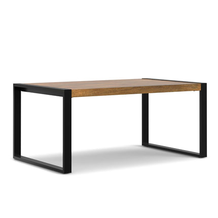 66" Natural and Black Solid Wood and Iron Frame Base Dining Table