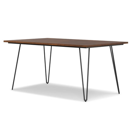 66" Walnut and Black Wood and Iron Dining Table