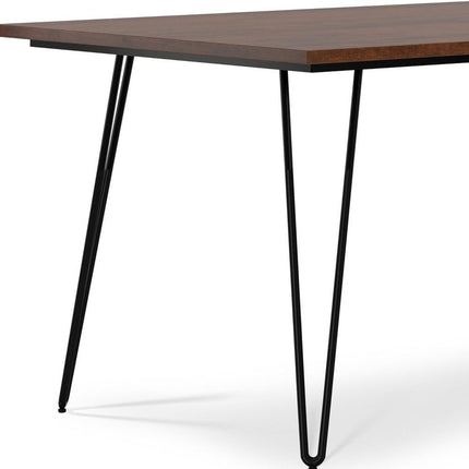 66" Brown and Black Wood and Iron Dining Table