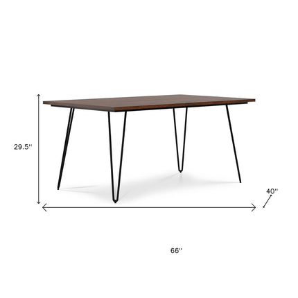 66" Brown and Black Wood and Iron Dining Table