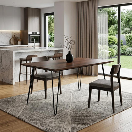66" Brown and Black Wood and Iron Dining Table