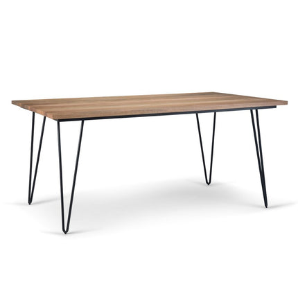 66" Natural and Black Solid Wood and Iron Dining Table