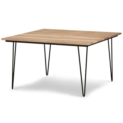54" Natural and Black Solid Wood and Steel Square Dining Table
