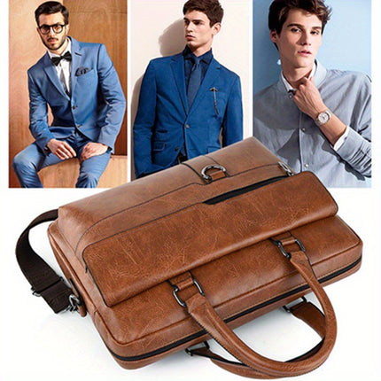 Men'S Briefcase, High-End Shoulder Bag, Stylish Crossbody Computer Bag, Large Capacity Document Bag