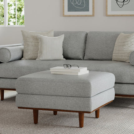 33" Gray and Brown Fabric Cocktail Ottoman