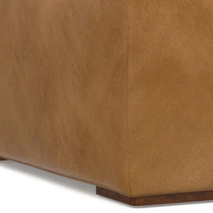 34" Sienna and Brown Leather Ottoman