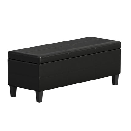 48" Black and Dark Brown Leather Ottoman With Storage