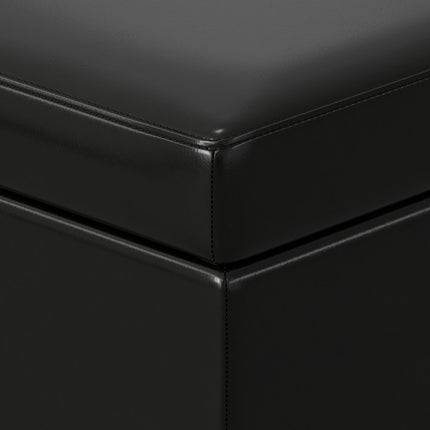 48" Black and Dark Brown Leather Ottoman With Storage