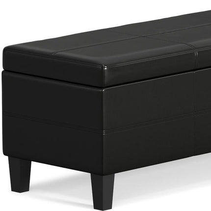 48" Black and Dark Brown Leather Ottoman With Storage