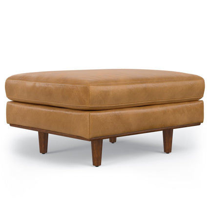 33" Sienna and Brown Leather Cocktail Ottoman