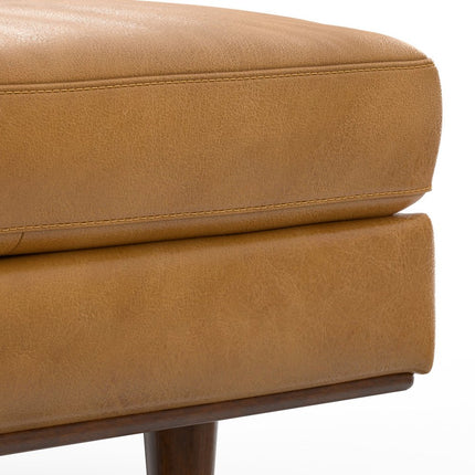 33" Sienna and Brown Leather Cocktail Ottoman