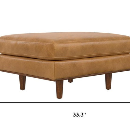 33" Sienna and Brown Leather Cocktail Ottoman