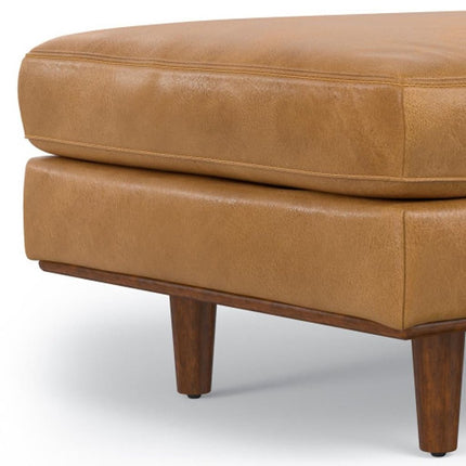 33" Sienna and Brown Leather Cocktail Ottoman