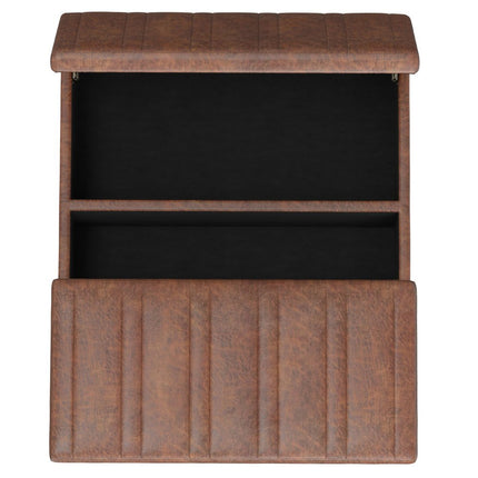 36" Brown and Espresso Leather Cocktail Ottoman With Storage