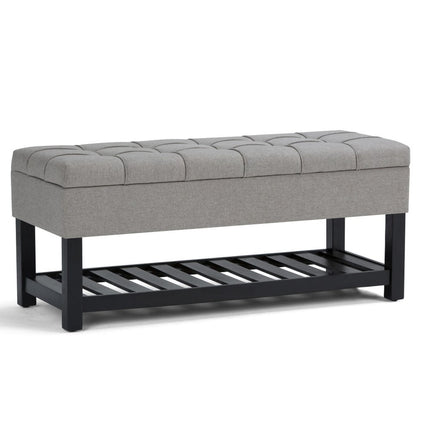 43" Gray and Espresso Fabric Ottoman With Storage