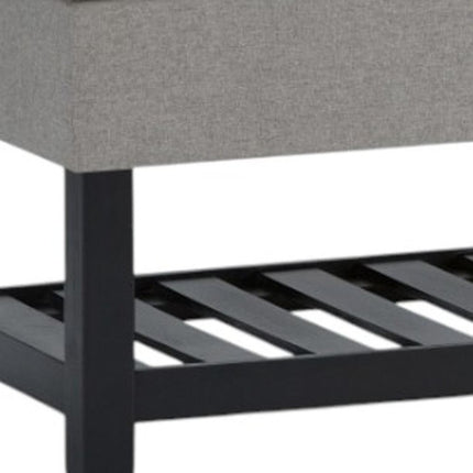 43" Gray and Espresso Fabric Ottoman With Storage
