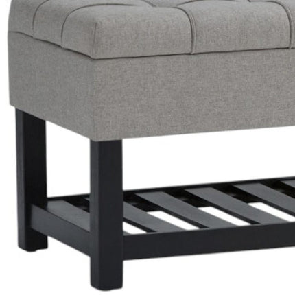 43" Gray and Espresso Fabric Ottoman With Storage