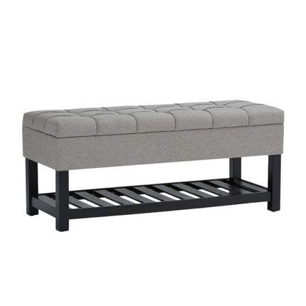 43" Gray and Espresso Fabric Ottoman With Storage