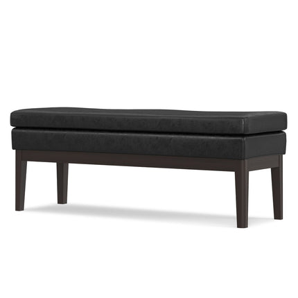 45" Black and Walnut Leather Ottoman