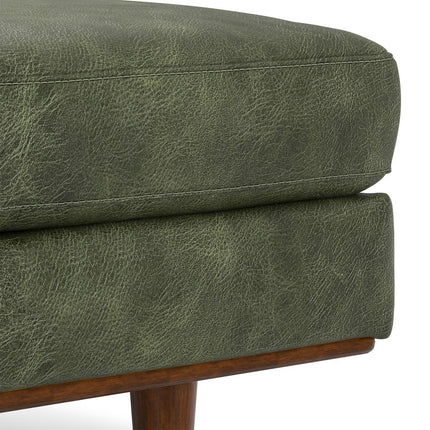 49" Green and Brown Leather Cocktail Ottoman