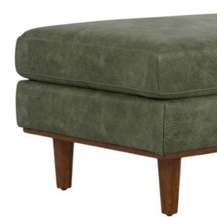 49" Green and Brown Leather Cocktail Ottoman
