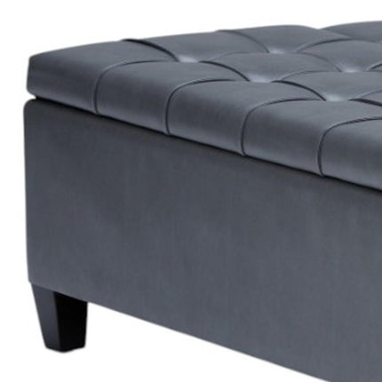 36" Gray and Espresso Leather Cocktail Ottoman With Storage