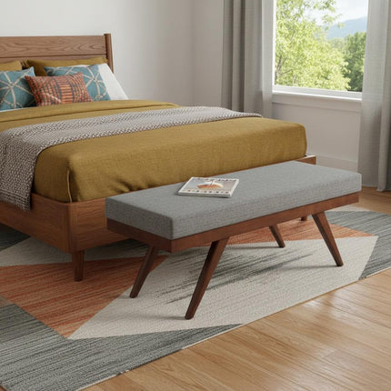 48" Gray and Brown Fabric Ottoman