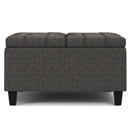 30" Ebony and Black Fabric Cocktail Ottoman With Storage
