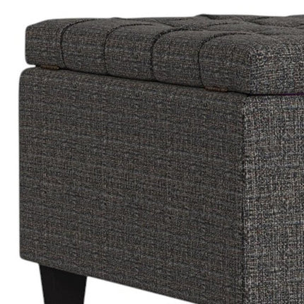 30" Ebony and Black Fabric Cocktail Ottoman With Storage
