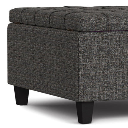 30" Ebony and Black Fabric Cocktail Ottoman With Storage