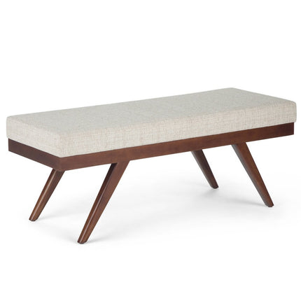 48" Platinum and Brown Fabric Ottoman