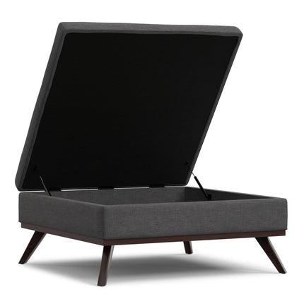 40" Gray and Brown Fabric Cocktail Ottoman With Storage