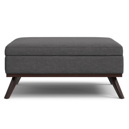 40" Gray and Brown Fabric Cocktail Ottoman With Storage