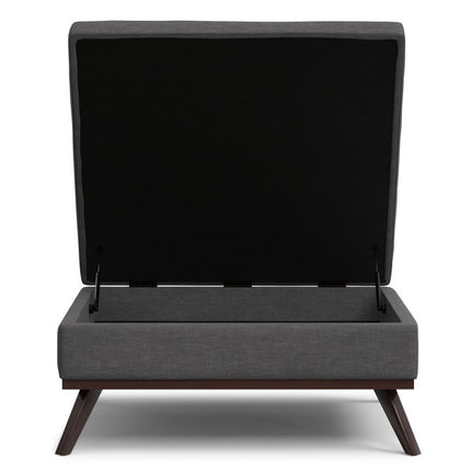 40" Gray and Brown Fabric Cocktail Ottoman With Storage