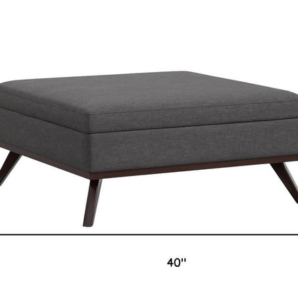 40" Gray and Brown Fabric Cocktail Ottoman With Storage
