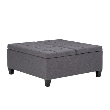 36" Gray and Espresso Fabric Cocktail Ottoman With Storage