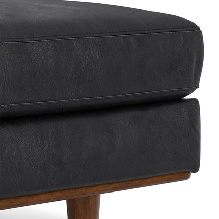 49" Black and Brown Leather Cocktail Ottoman