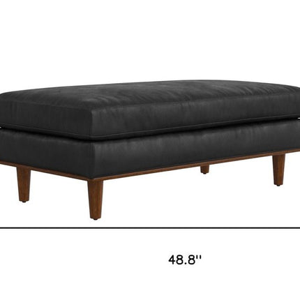 49" Black and Brown Leather Cocktail Ottoman