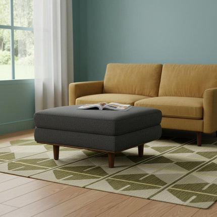 33" Gray and Brown Fabric Cocktail Ottoman