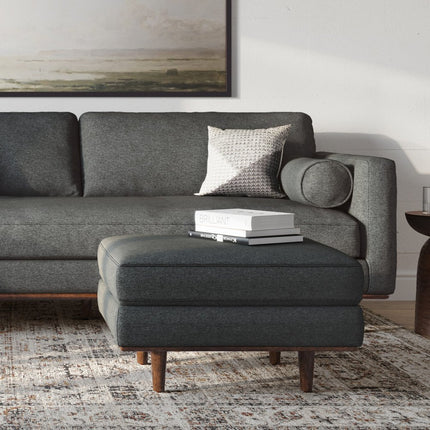 33" Gray and Brown Fabric Cocktail Ottoman