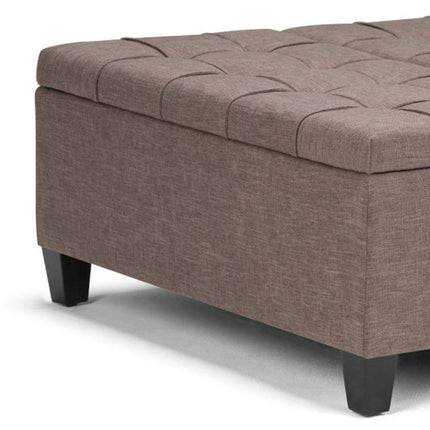 36" Brown and Espresso Fabric Cocktail Ottoman With Storage