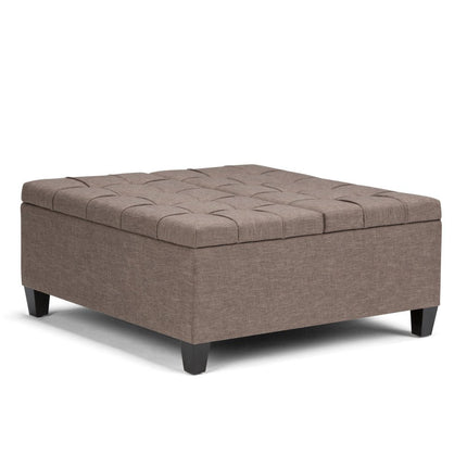 36" Brown and Espresso Fabric Cocktail Ottoman With Storage