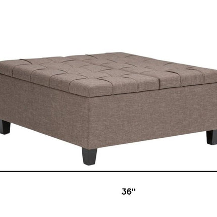 36" Brown and Espresso Fabric Cocktail Ottoman With Storage