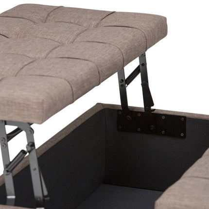36" Brown and Espresso Fabric Cocktail Ottoman With Storage