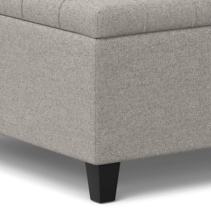 30" Gray and Brown Fabric Cocktail Ottoman With Storage